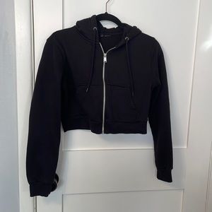 H&M black cropped zip up hoodie. Size xs